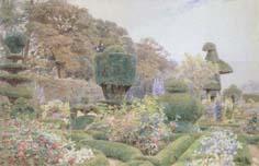 George Samuel Elgood,RI Roses and Pinks,Levens Hall,Westmorland (mk46) oil painting picture